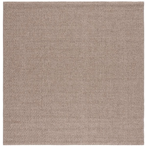 Sisal All-Weather 8 ft. x 8 ft. Square Brown Woven Geometric Indoor/Outdoor Area Rug