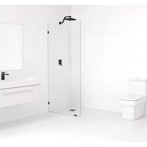 30 in. x 78 in. Frameless Fixed Shower Door in Matte Black without Handle