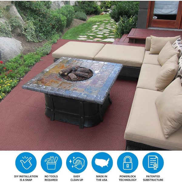 Afoxsos 12 ft. x 12 ft. Outdoor Modular Interlocking Multi-Use Plastic Deck Tile in Beige (40 Per Pack)