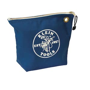 10 in. Consumables Blue Canvas Zipper Bag