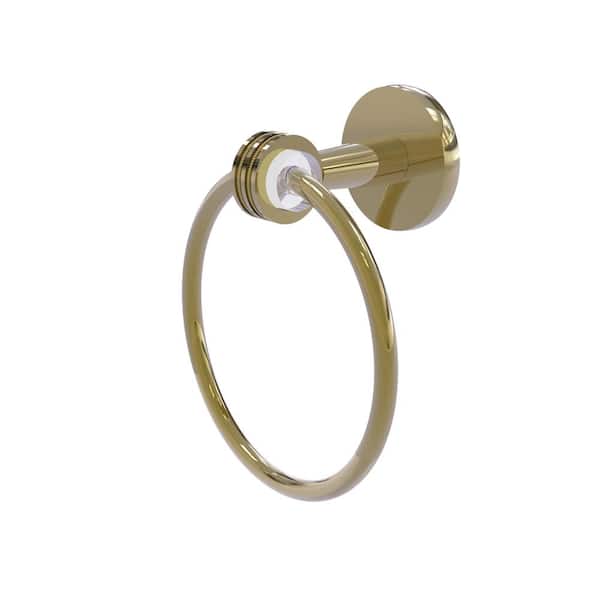 Allied Brass Clearview Collection Wall Mounted Towel Ring with Dotted Accents in Unlacquered Brass