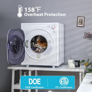 0.21 cu.ft. 1500 W White Tumble Compact Laundry Electric Dryer Stainless Steel Tub 13.2 lbs.