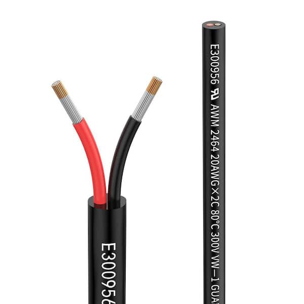 200 ft. 20/2-Gauge Outdoor Electrical Wire Extension Cable UL2464 Tinned Copper Low Voltage for LED Automotive