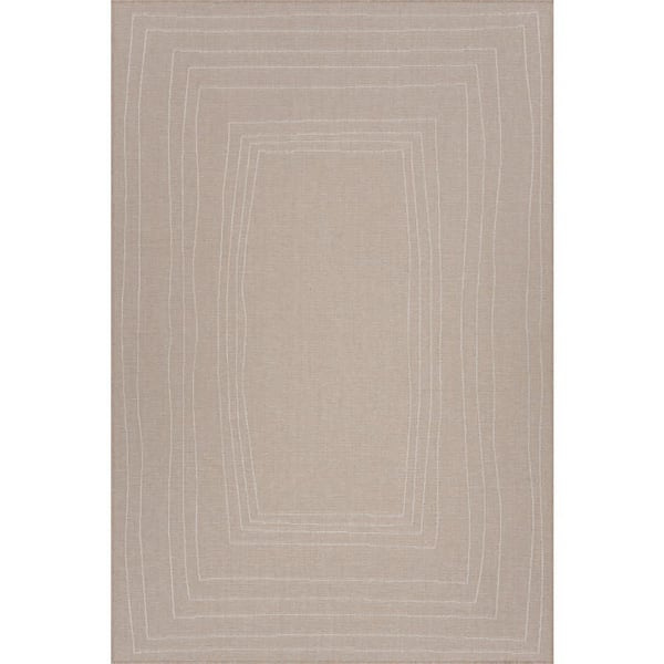 Sorayae Bordered Natural 5 ft. x 8 ft. Outdoor Area Rug
