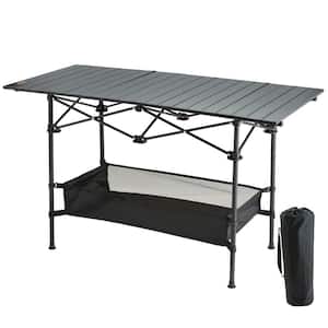 Folding Camping Table 24 x 16 in. Outdoor Portable Side Tables Aluminum and Steel Ultra Compact Work Table