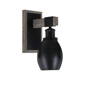 Richmond 11 in. 2 Light Vanity Light Black/Painted Wood-look Metal with 5" Matte Black Metal Shades no bulbs included