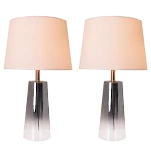 Rosemary 25 in. Chome Grey Ombre Indoor Table Lamp, Set of 2