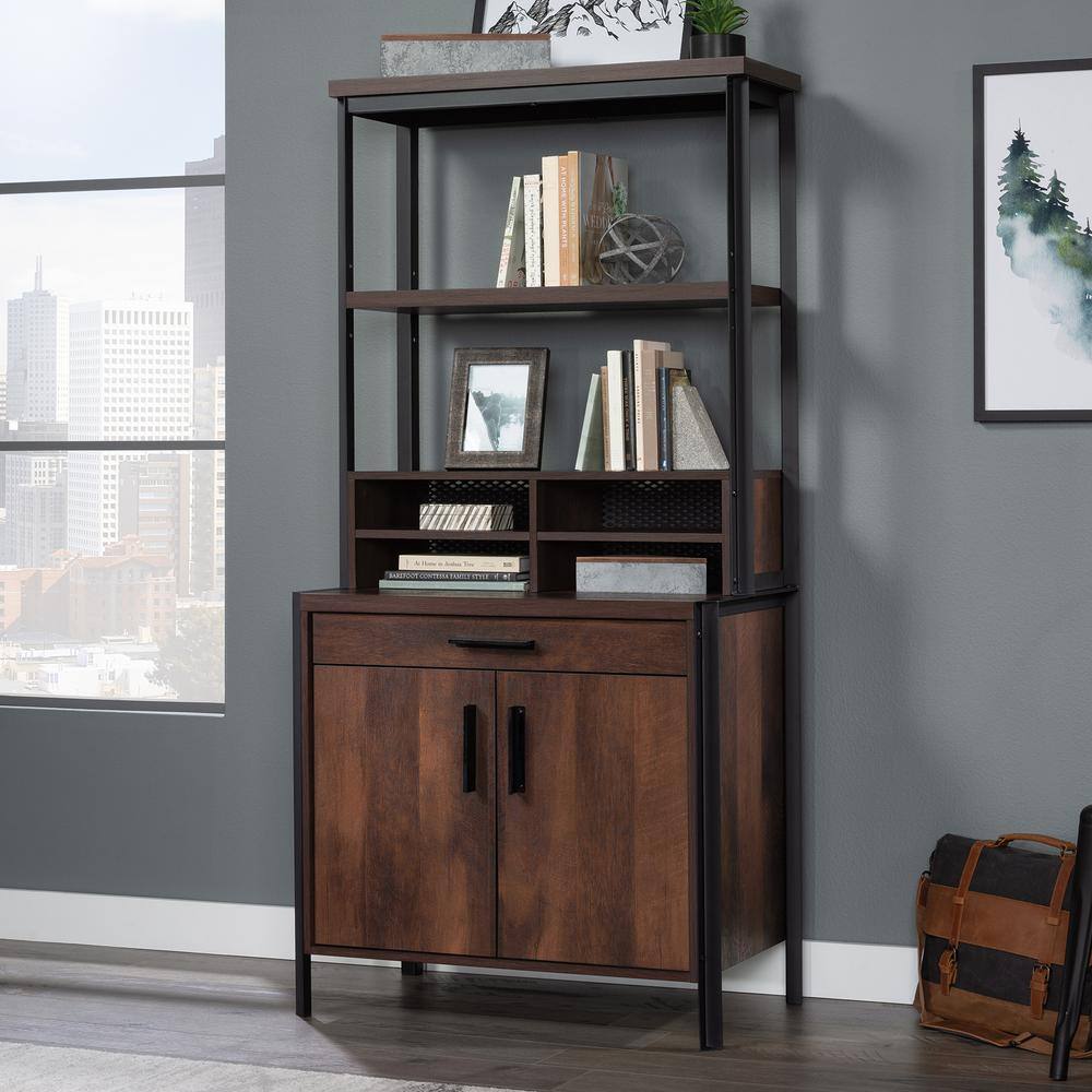 Briarbrook Barrel Oak 66 in. Accent Cabinet with Hutch