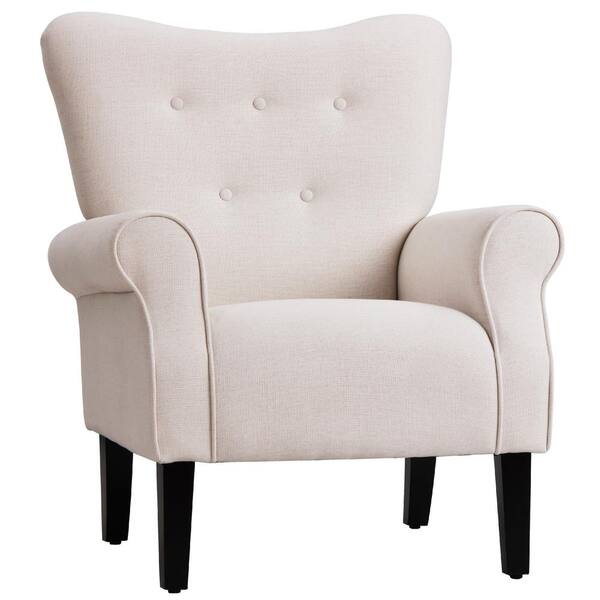 High Wind Back Armchair Accent Chair Upholstered Sofa with Footstool and Pillow 