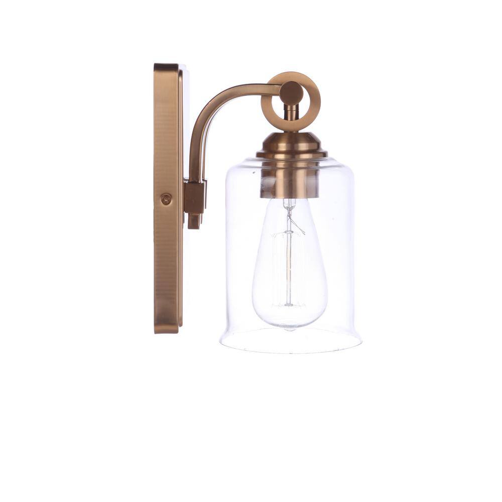 Elegant Romero Satin Brass Wall Sconce with Clear Glass Globe