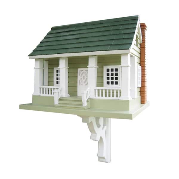 Home Bazaar Grey with Green Roof Arts and Crafts Birdhouse