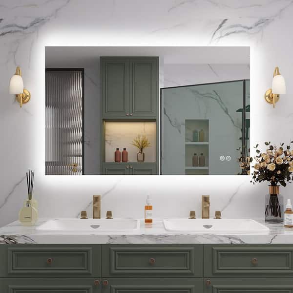 48 in. W x 30 in. H Rectangular Frameless Super Bright Backlited LED Anti-Fog Tempered Glass Wall Bathroom Vanity Mirror