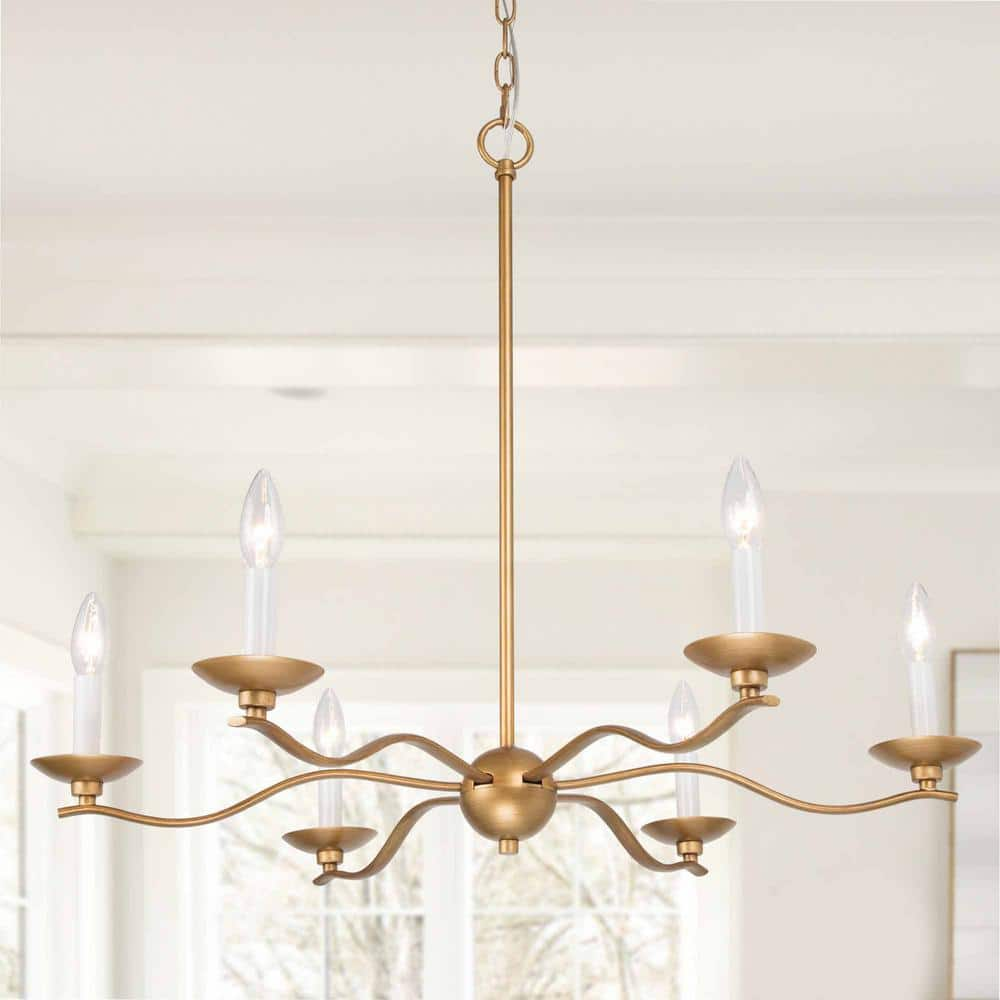 Uolfin Modern Farmhouse Chandelier Nova 30 In. 6- -Light Gold Island ...