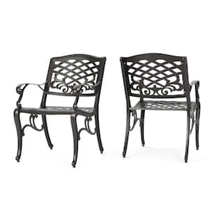 Brown Metal Outdoor Lounge Chair Set of 2