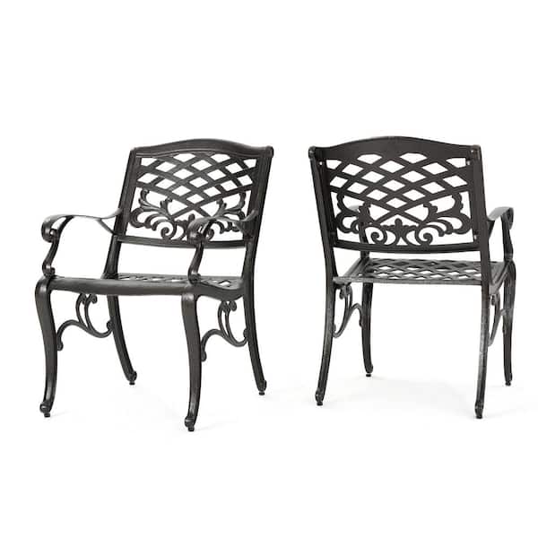 Tenleaf Brown Metal Outdoor Lounge Chair Set of 2