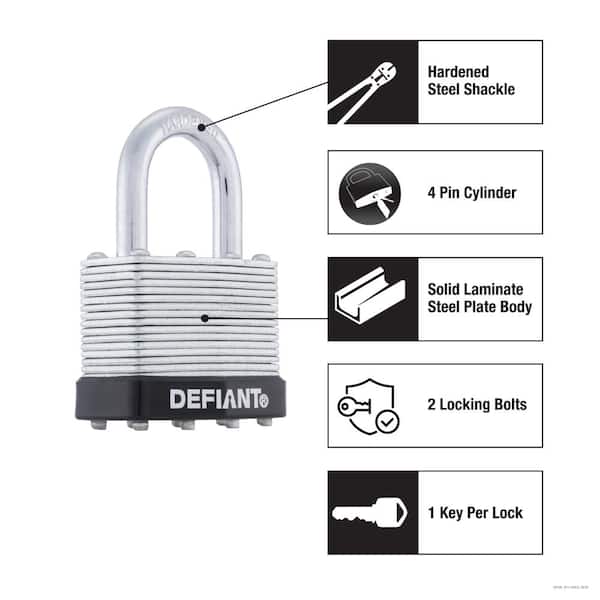 40 mm 1 in. 4-Pack Laminated Steel Shackle Keyed Padlocks (Includes 4 Keys)