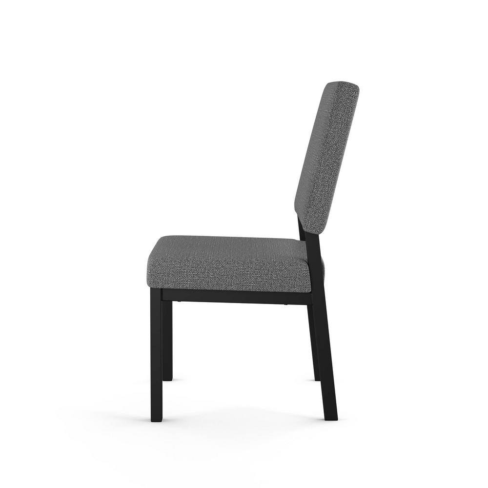 Gray Upholstered Parsons Side Chair with Metal Frame