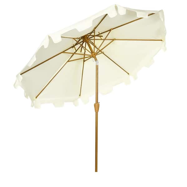Outsunny 9 ft. Polyester Patio Market Umbrella in Cream White
