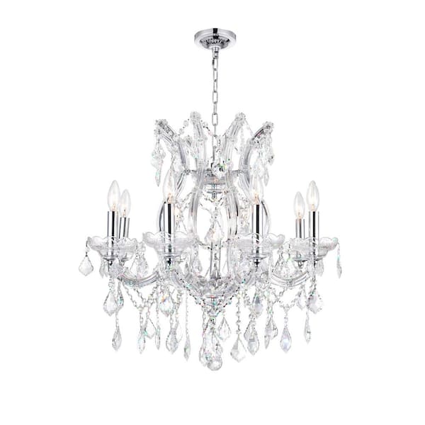 CWI Lighting Maria Theresa 9-Light Chrome Indoor Chandelier With Glass Shades
