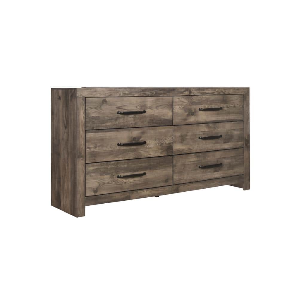 Rustic Gray 6-Drawer Wood Dresser with Dovetail Drawers