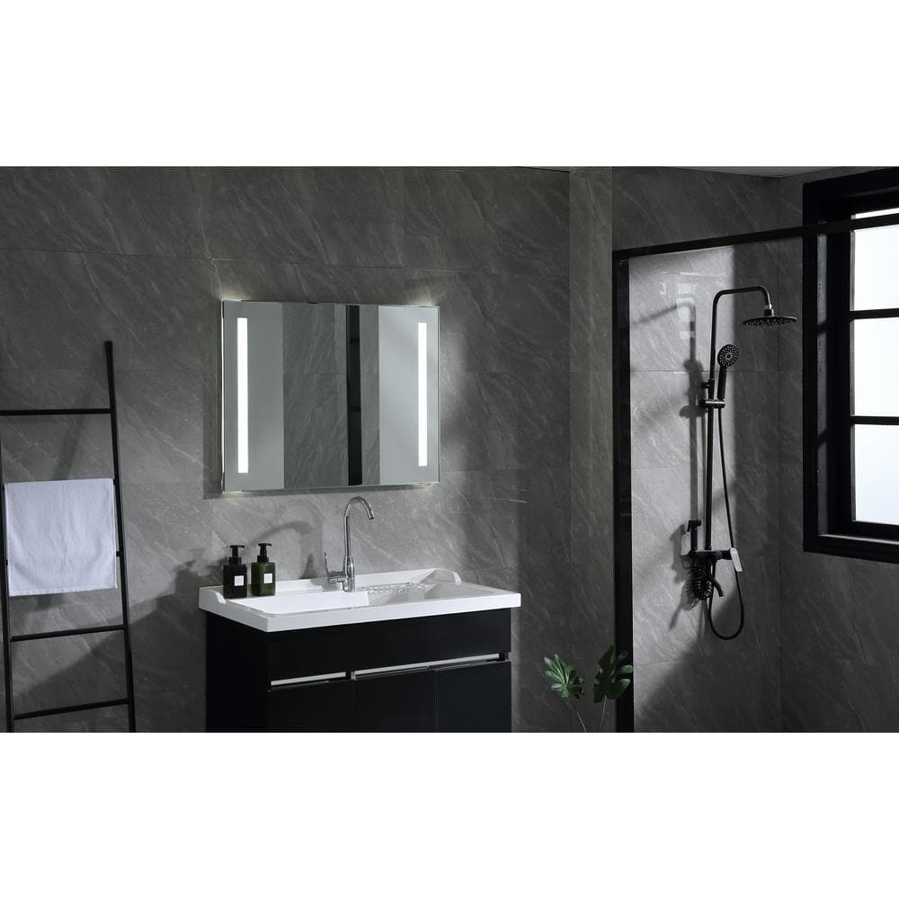 Frameless Rectangular LED Bathroom Vanity Mirror in Clear Glass