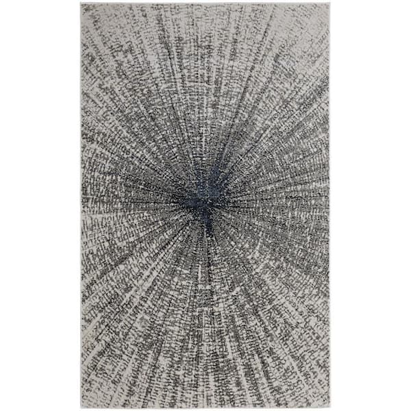 HomeRoots 10 X 13 Gray, Ivory Abstract Area Rug