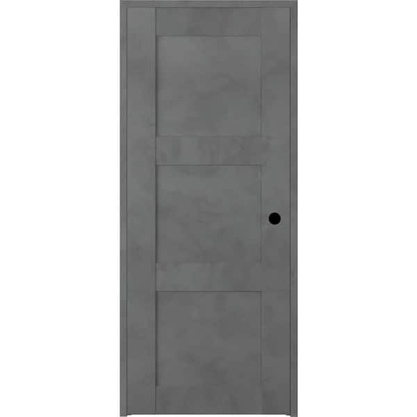 Unbranded 32 in. x 80 in. Vona Left-Handed Solid Core Dark Urban Textured Wood Single Prehung Interior Door