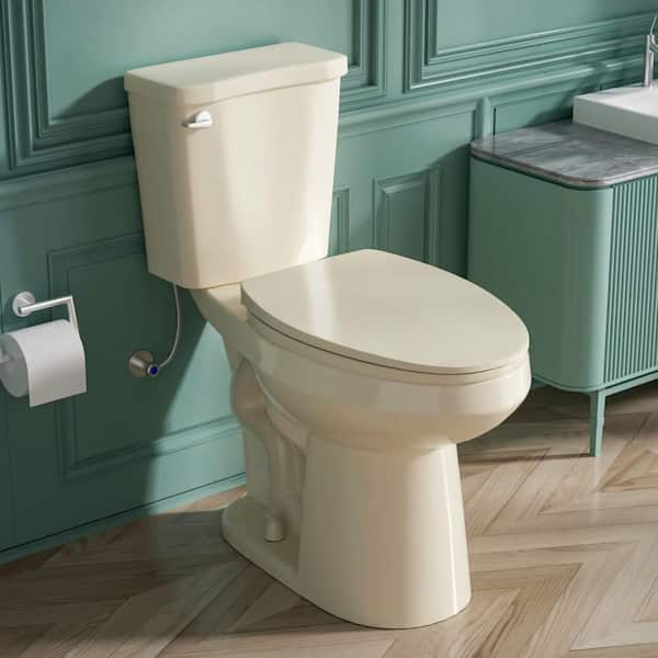 Kuomih 20 in. ADA Height Toilet 2-Piece 1.28 GPF Single Flush Elongated Heightened Toilet in Bone High Toilet 12 in. Rough in