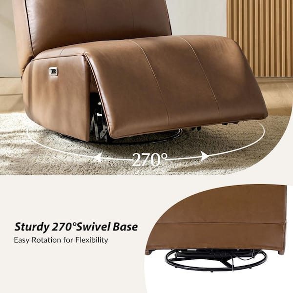 JAYDEN CREATION Arie Camel Faux Leather Armless Power Recliner