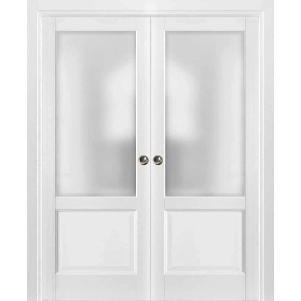 1422 64 in. x 84 in. 1 Panel White Finished Pine Wood Sliding Door with Double Pocket Hardware price history on PriceWatchPro