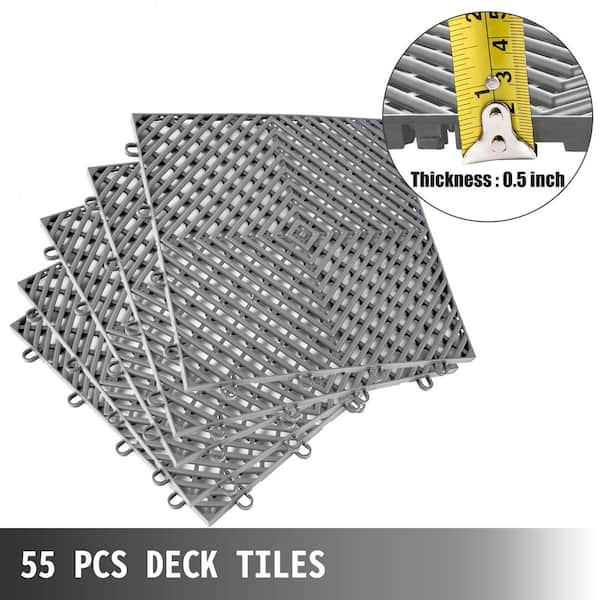 VEVOR 12 in. x 12 in. x 0.5 in. Interlocking Deck Flooring Tiles in Gary  Drainage Tiles Outdoor Floor Tiles (55-Pack) DJHZX55PGY0000001V0 The Home  Depot