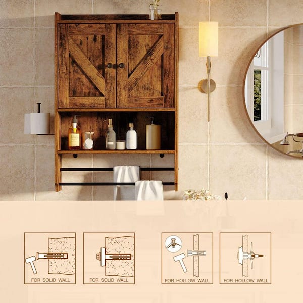 Dracelo Brown Bathroom Storage Organizer Tray Toilet Paper Storage