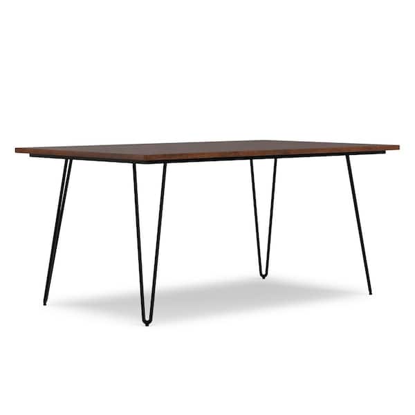 Hunter Rectangle Industrial Umber Brown Solid Mango Wood and Metal 66 in. 4-Legs Dining Table (Seats 6)