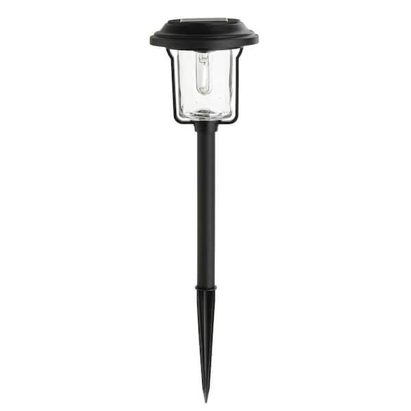 Hampton Bay Laurelview Black Solar LED Weather Resistant Path Light 14 Lumens with Water Glass Lens and Vintage Bulb