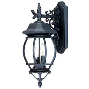 Chateau Collection 3-Light Matte Black Outdoor Wall Lantern Sconce