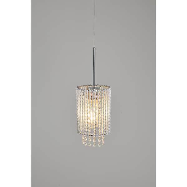 1-Light Crystal Chrome Pendant Lights Adjustable Chandelier for Kitchen Island with No Bulbs Included (3-Pack)