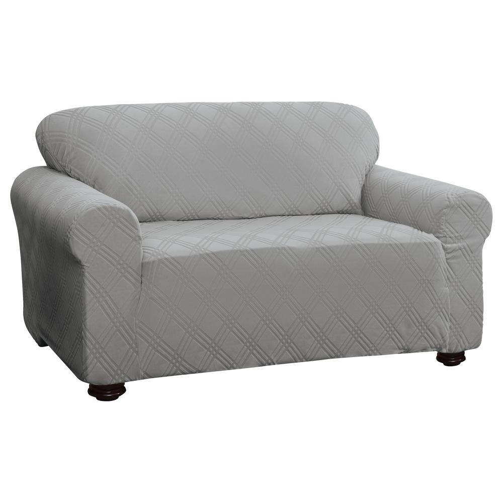 Stretch Sensations Stretch Double Diamond Gray Loveseat Slipcover