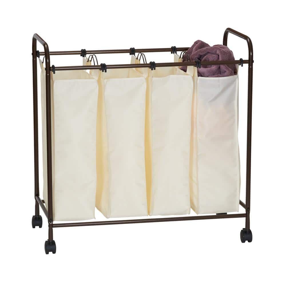 Antique Bronze Quad Laundry Sorter with Removable Bags
