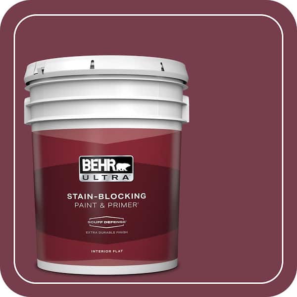 BEHR ULTRA 5 gal. #ICC-110 Vintage Merlot Extra Durable Flat Interior Paint & Primer