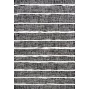 Colonia Berber Stripe Black/Ivory 8 ft. x 10 ft. Indoor/Outdoor Area Rug