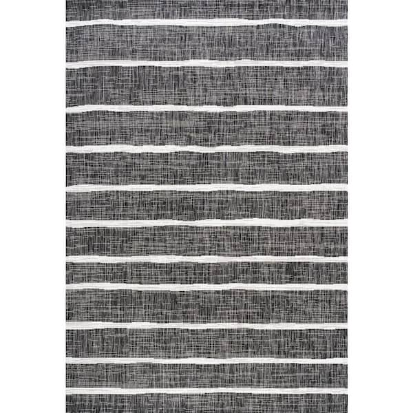 Colonia Berber Stripe Black/Ivory 8 ft. x 10 ft. Indoor/Outdoor Area Rug