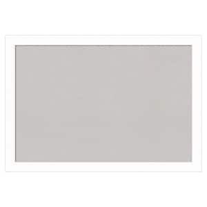 Basic White Narrow Wood Framed Grey Corkboard 39 in. x 27 in. Bulletin Board Memo Board