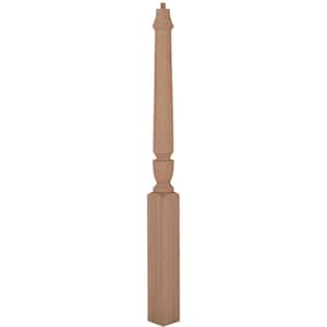 Stair Parts 3015 48 in. x 3-1/2 in. Unfinished Red Oak Pin Top Newel Post for Stair Remodel