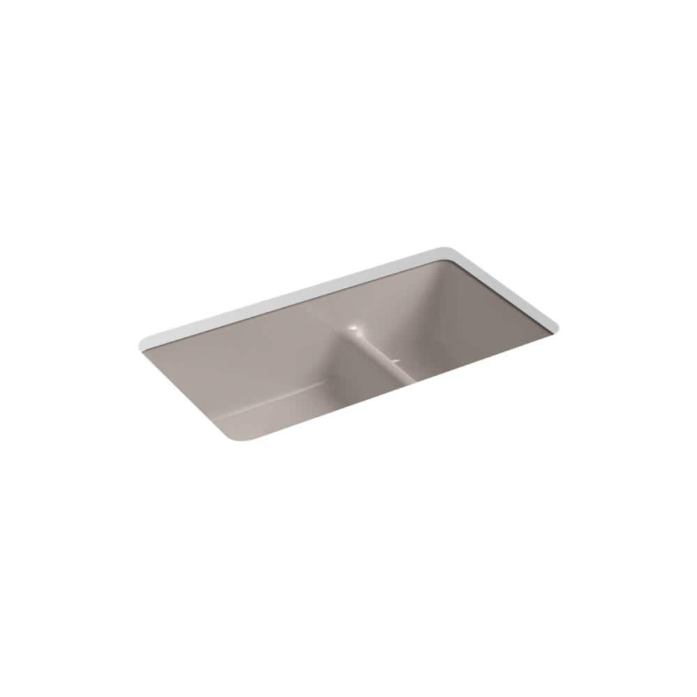 Truffle Cast Iron Double-Bowl Drop-In Kitchen Sink