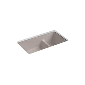 Iron/Tones Smart Divide 33 in. Drop-In/Undermount Double Bowl Cast Iron Kitchen Sink in Truffle