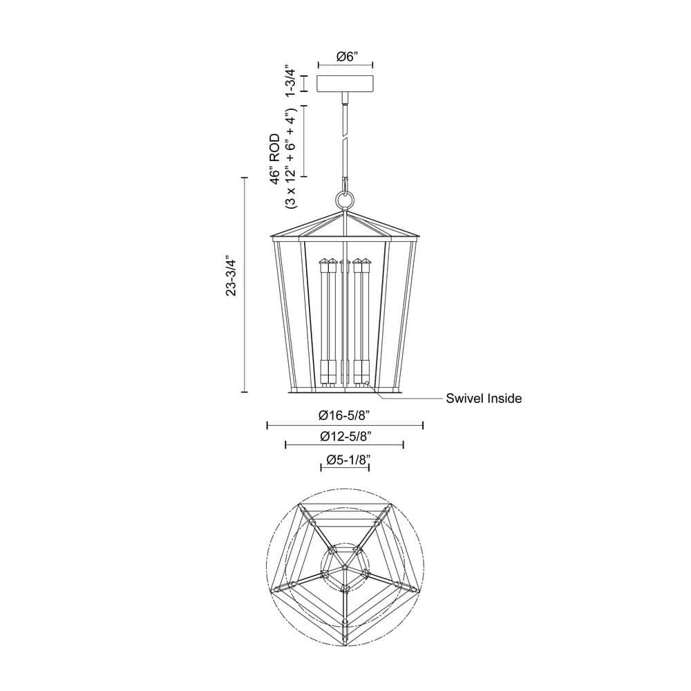 Urban Bronze Glass Lantern Pendant Light with LED Bulbs
