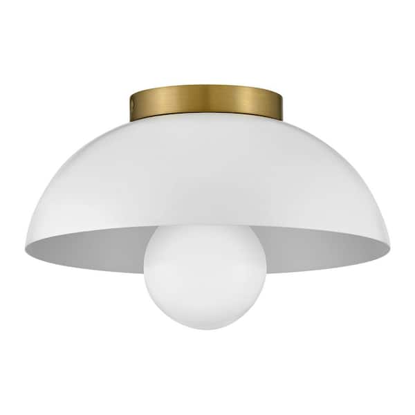 LARK Stu 11.0 in. 1-Light Matte White Flush Mount