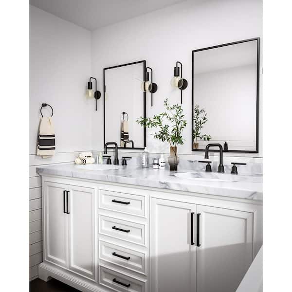 8 in. Widespread Double Handle Bathroom Faucet with Drain Kit in Matte Black