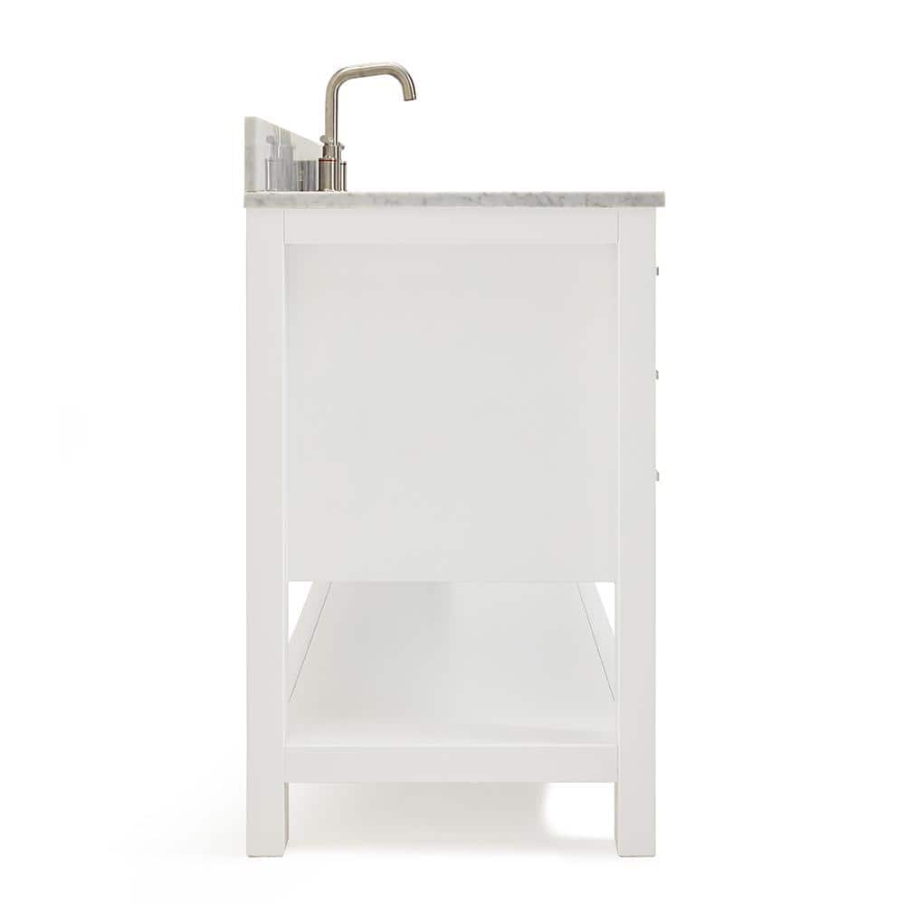 Magnolia 49" White Solid Wood Bathroom Vanity with Marble Top