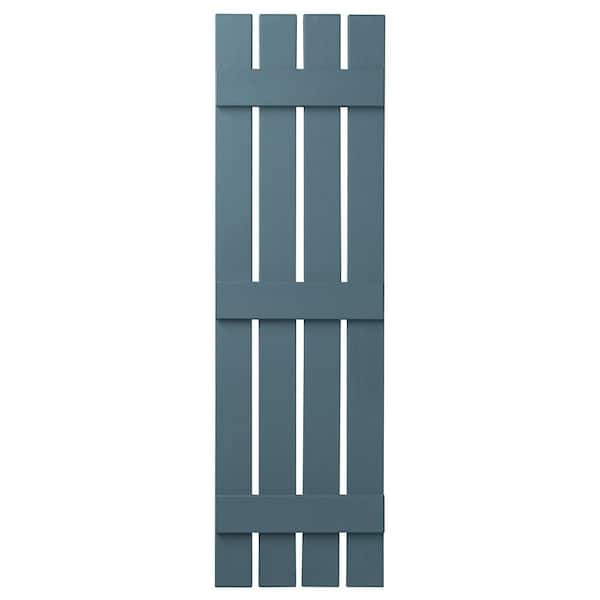 Ply Gem 16 in. x 55 in. Polypropylene Plastic 4-Board Open Board and Batten Shutters Pair in Coastal Blue